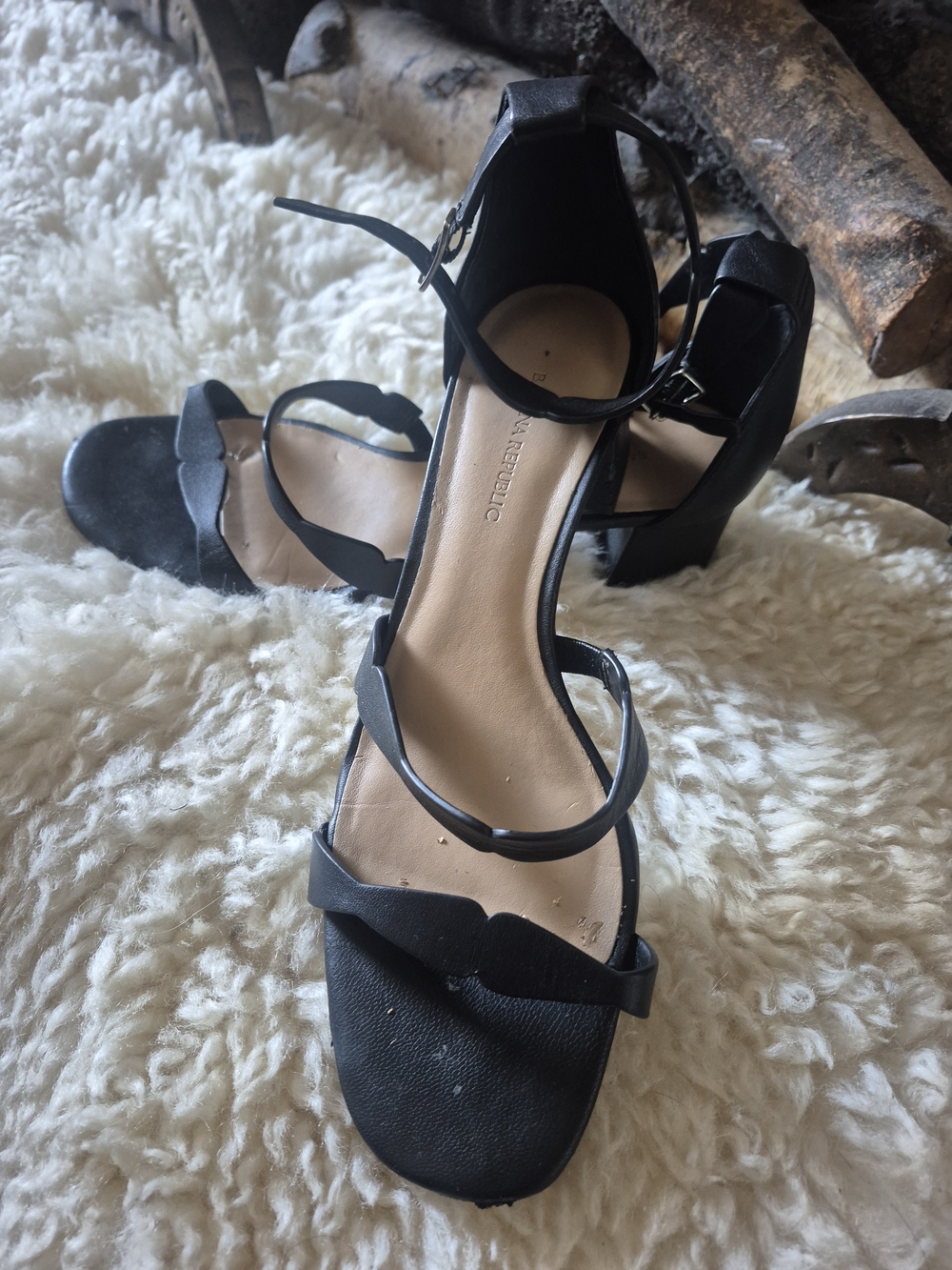 Banana Republic Black Strappy Block Heel Sandals
